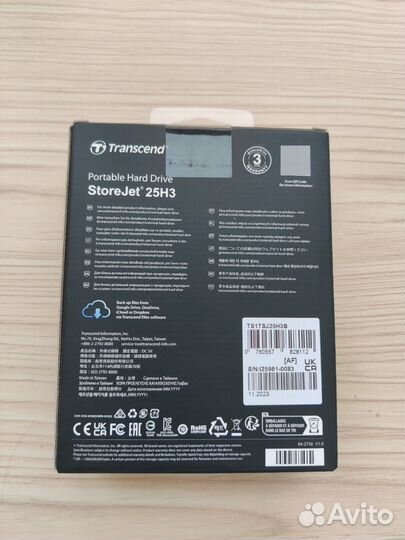 Внешний диск HDD Transcend TS1TSJ25H3B, 1тб