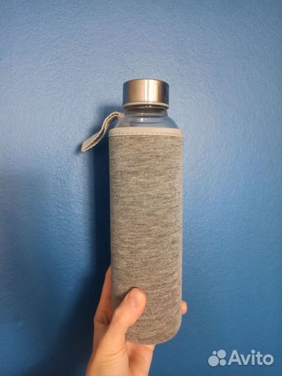 Бутылка для воды 0,5 стекло с чехлом