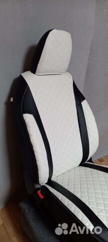 Чехлы Лифан Салано белая экокожа с белой строчкой