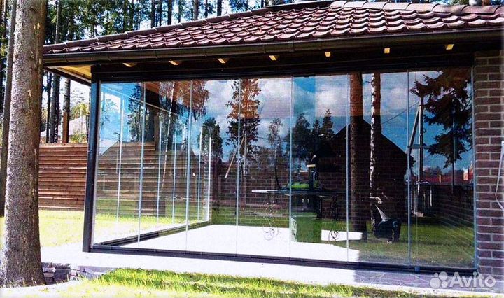 Безрамное Остекление веранд беседок