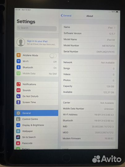 iPad air 128gb