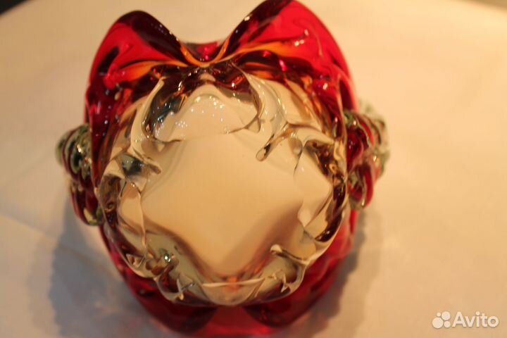 Ваза конфетница цветное стекло СССР