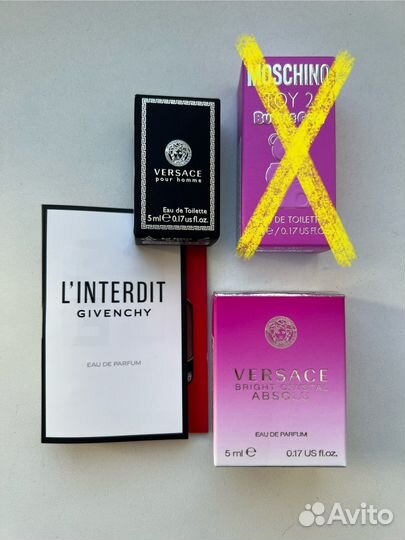 Миниатюры духов Versace, Moschino, Givenchy