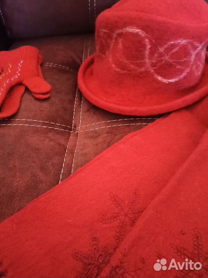 Шляпка теплая, шарф, комплект