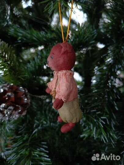 Ватная елочная игрушка медвежонок