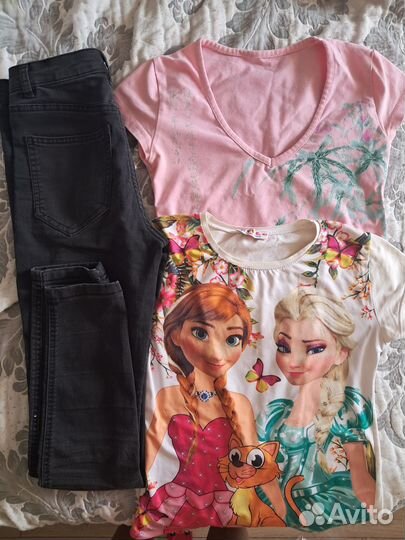 Джинсы и футболки на девочку