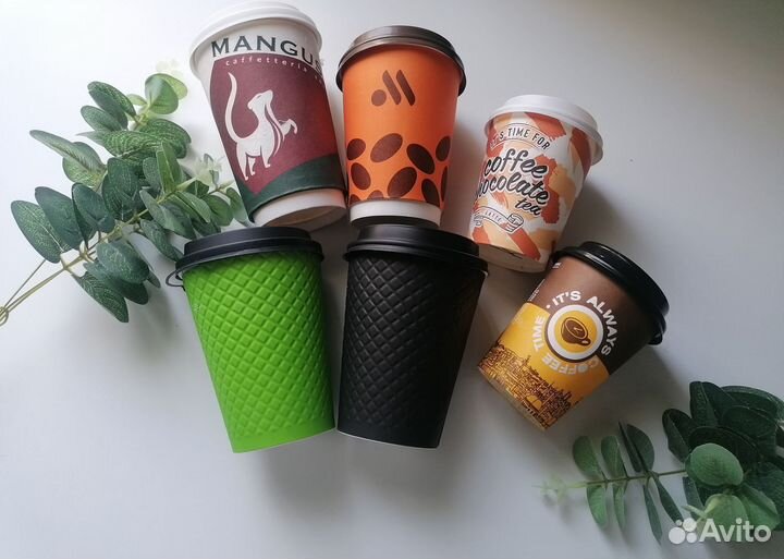 Бумажные стаканы для кофе бу 6шт