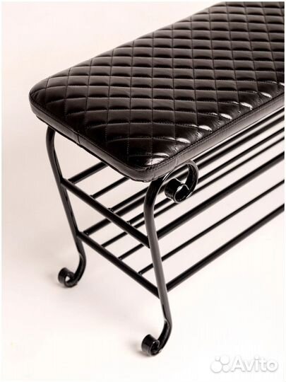 Банкетка с полкой для обуви черная