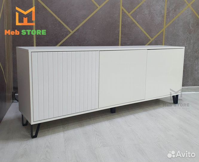 Тумба под тв новая Милан-3 Белый/Белый глянец