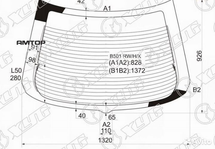 XYG B501 RW/H/X Стекло заднее с обогревом mazda fa