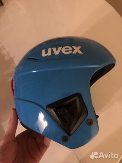 Синий горнолыжный шлем uvex 53-54см