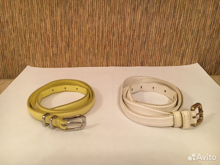 Ремень женский желтый и белый