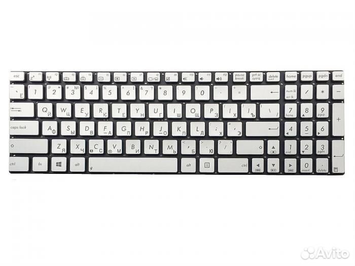 Клавиатура Asus N750J серебристая с подсветкой