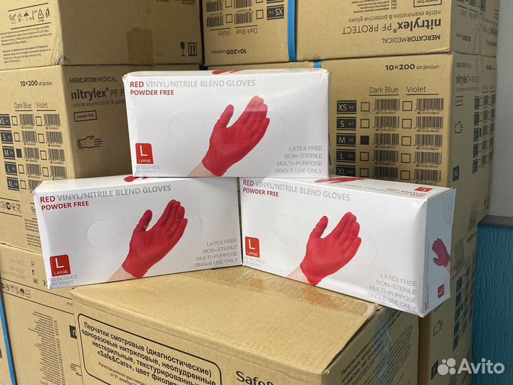 Перчатки Wally plastic L - красные