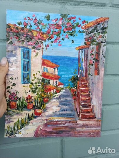 Картина Греция городской пейзаж маслом