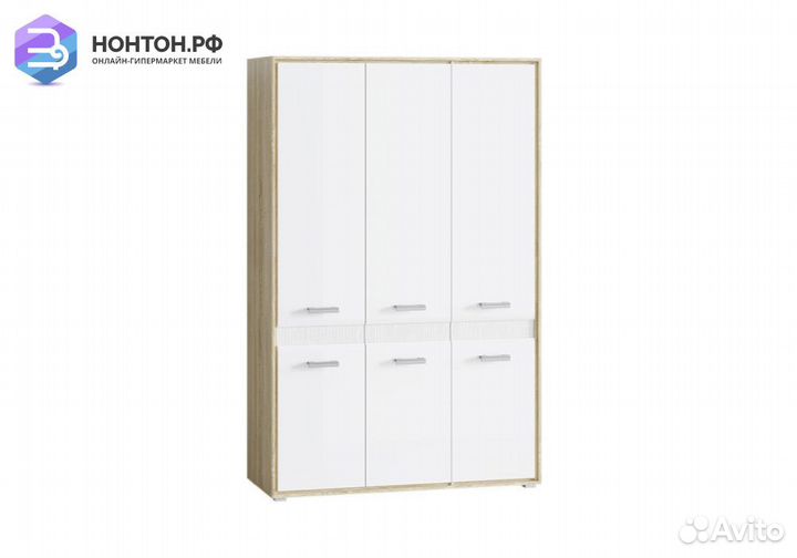 Шкаф 3-х створчатый Фортуна белый глянец