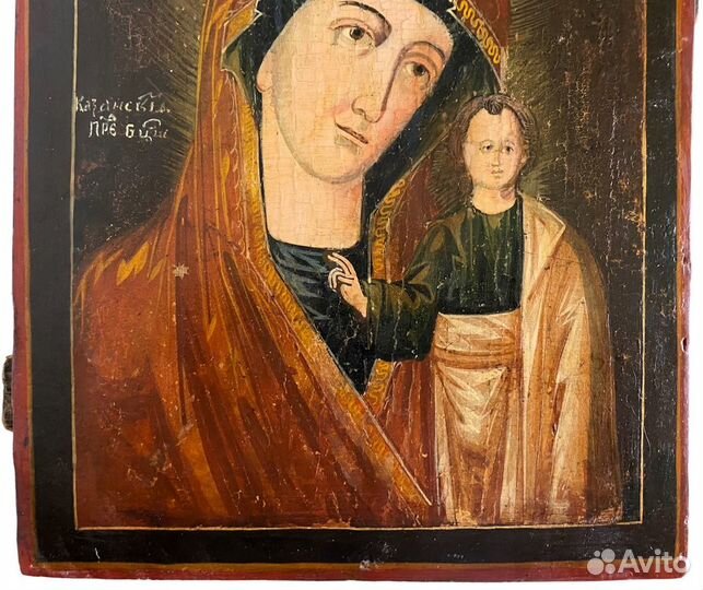 Старинная икона Казанская Богородица первая полови
