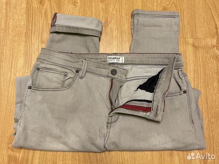 Джинсы pull and bear серые зауженные