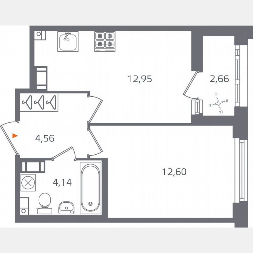 1-к. квартира, 35,6 м², 9/17 эт.