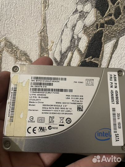 SSD Накопитель Intel 160Gb 3Gb/s