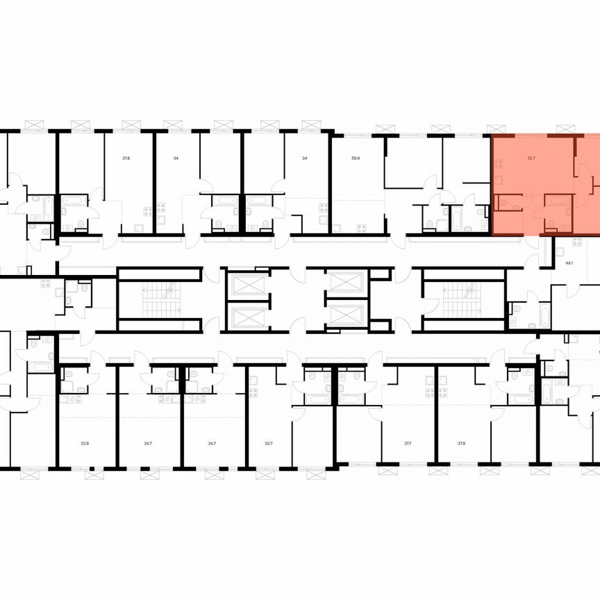 2-к. квартира, 55,7 м², 20/24 эт.