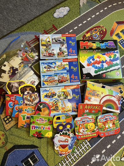 Развивающие игрушки пакетом, мягкие игрушки, пазлы