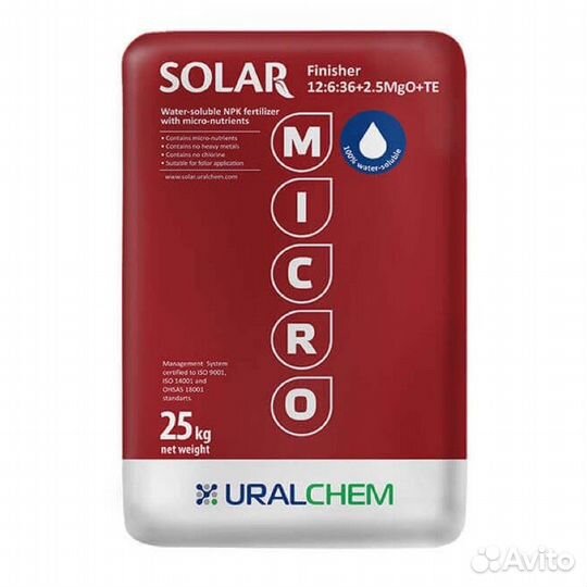 Водорастворимое удобрение солар 12-6-36 25 кг