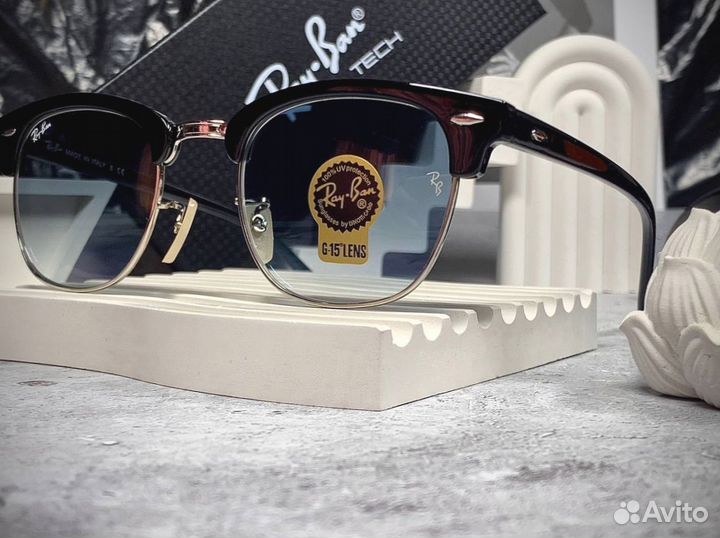 Очки Ray Ban Клабмастер серебристые