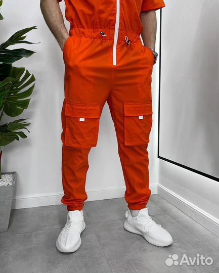 Летний лёгкий комбинезон в оранжевом цвете