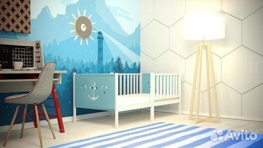 Кроватка из массива Лисенок детская с бортиком