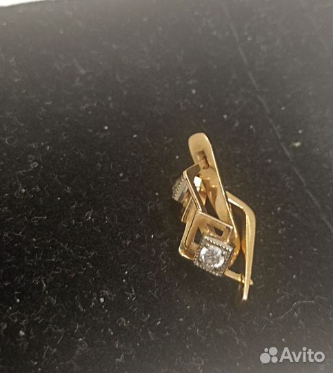 Золотые серьги СССР с бриллиантами