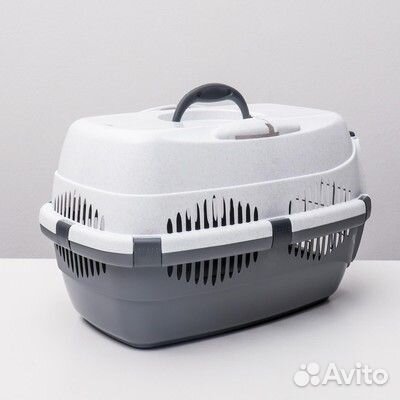 Переноска для животных до 9 кг, бело-серая