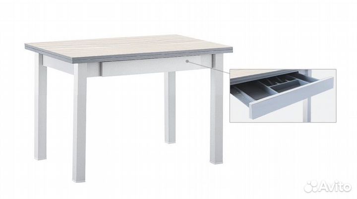 Стол обеденный с ящиком прямая нога 600x900 мм