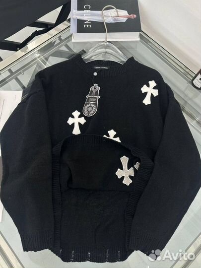 Свитер рваный chrome hearts оверсайз