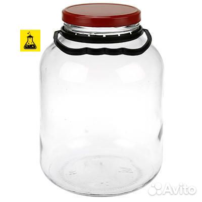 Стеклянная банка 5 л с крышкой и ручкой
