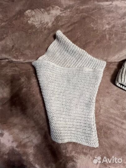 Шапка и снуд светло-серые