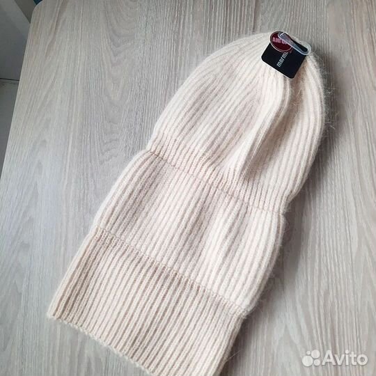 Теплая новая Шапка бини (с бирками) Кремовый цвет