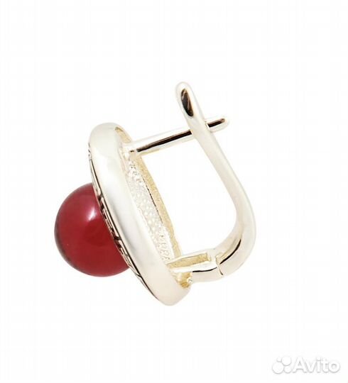 Комплект серьги с кольцом (латунь, янтарь) A2187774