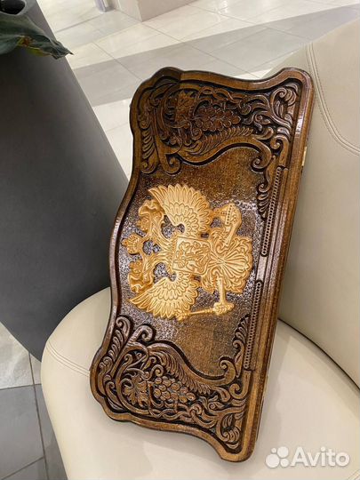 Нарды резные ручной работы с гербом России