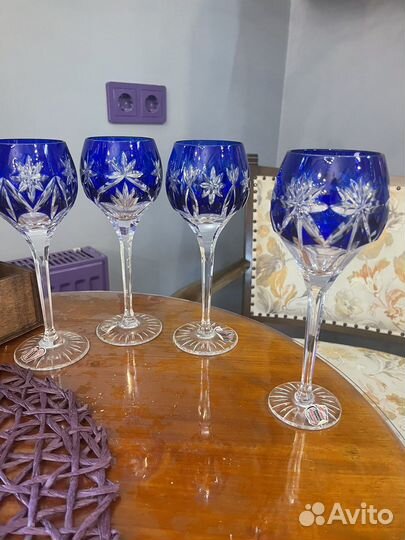 Фужеры цветной накладной хрусталь
