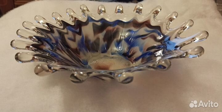 Ваза/конфетница СССР Гутное/цветное стекло