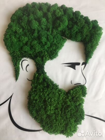 Картина на стекле со мхом «Бородач»