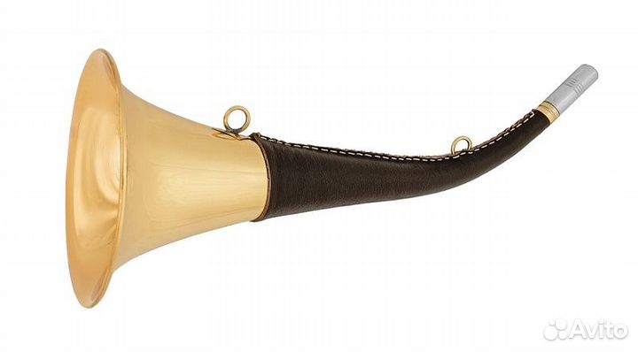 Горн охотничий (кожаная отделка) 40 см (40roundbr)