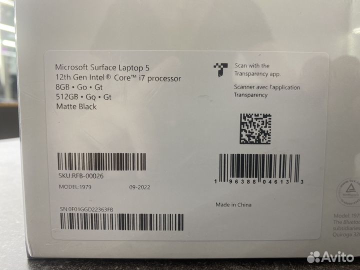 Ноутбук Microsoft Surface Laptop 5 8GB 256Gb/512G
