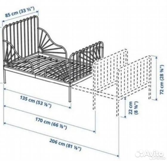 Детская кровать IKEA раздвижная металлическая