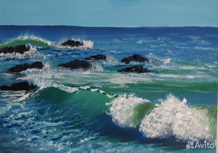 Картина маслом на холсте пейзаж морской