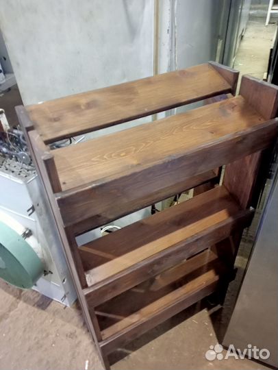 Стеллаж темное дерево массив 64/32/110 3 полки