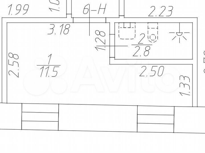 Апартаменты-студия, 14,3 м², 1/4 эт.