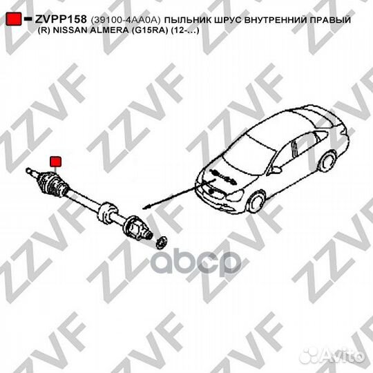 Пыльник шрус внутренний правый (R) nissan almer