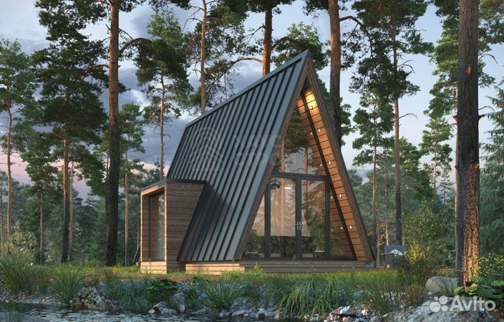 Дом A-Frame 10x4 под ключ. Проект Солафри